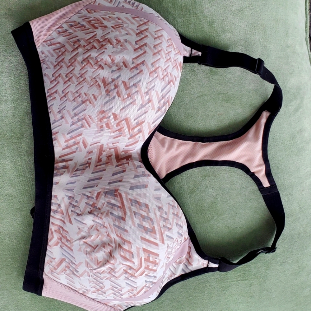 Victoria's Secret pink & black sports bra - size L